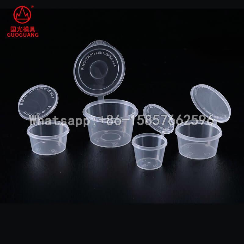 thin wall sauce cup hinge cup medicine cap with lid